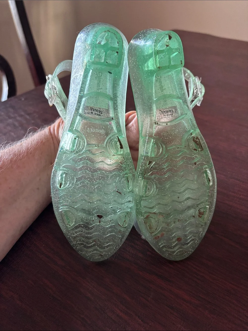 Disney Girls Green Tinker Bell Jelly Sandals with Tulle Bows